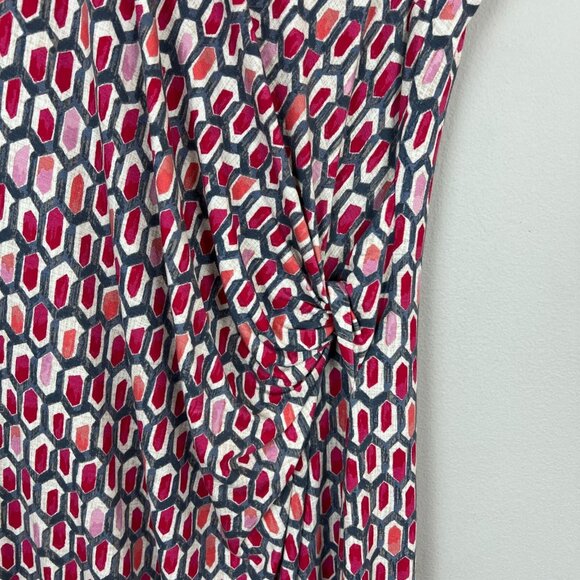 Nic+Zoe Dress XL Pink Geometric Gathered Waist Twist Stretch Knit Sleeveless - Picture 4 of 10